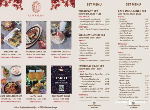 Cafe Kreams Menu