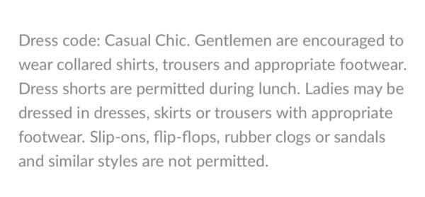 Dress code at Raffles Hotel's Grand Lobby