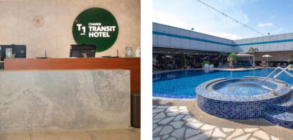 「チャンギ・トランジットホテル・ターミナル1（Changi Transit Hotel T1）」フロント＆プール