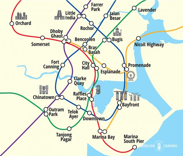 シンガポール中心市街地(CBD)の地図