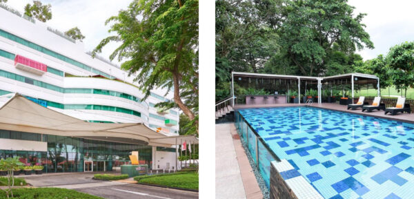 「ビレッジホテル・チャンギ（Village Hotel Changi）」の外観・プール