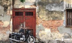 ペナンのストリートアート「Boy on Motorcycle」by Ernest Zacharevic