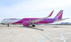 格安航空会社LCC「ピーチ(Peach)」のシンガポール路線に仕様されるエアバスA321LR