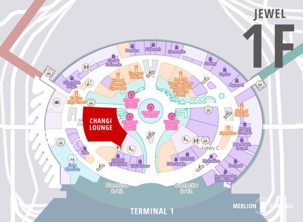 シンガポール・チャンギ空港のジュエルのプライオリティパス対応施設マップ