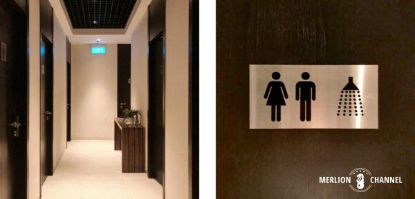 Shower room at the Marhaba Lounge, Terminal 1, Singapore Changi Airport