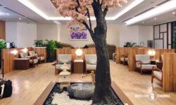 シンガポール・チャンギ空港ターミナル1のプライオリティパス対応「SATSプレミア・ラウンジ(SATS Premier Lounge)」日本風庭園のあるエリア