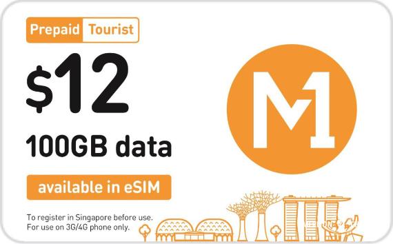 シンガポールの大手通信会社（キャリア）の一つである「M1（エムワン）」のツーリスト用プリペイドSIMカード