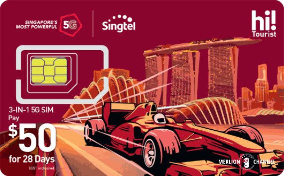 シンガポールの大手通信会社（キャリア）の一つである「Singtel（シングテル）」のツーリスト用プリペイドSIMカード